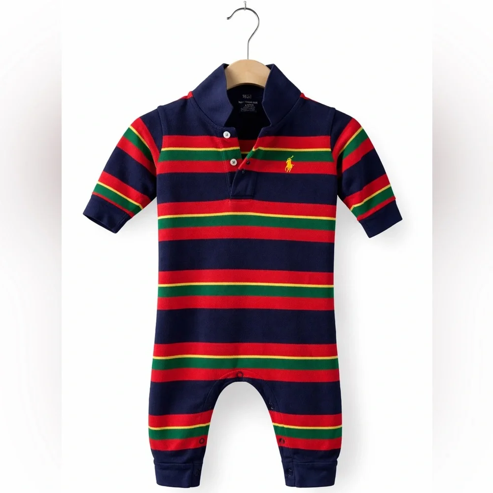 Polo by Ralph Lauren Navy Striped Kids One Piece - Picture 1 of 2